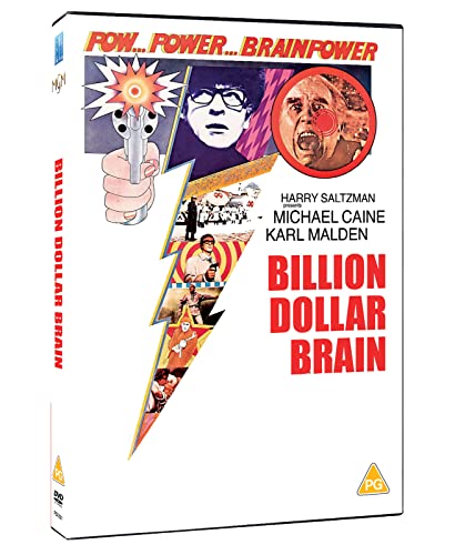 DVD cover art for Billion Dollar Brain featuring a lightning bolt collage of scenes.