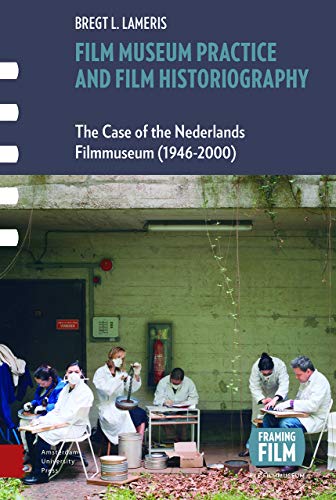 Book cover depicting film archivists working with reels in a courtyard.