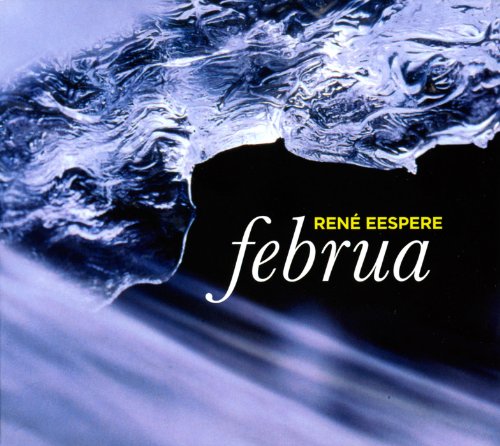 CD cover for “Februa” by René Eespere, with abstract blue and white swirls.