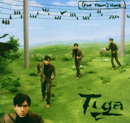 CD cover: three men in suits running through a green field.