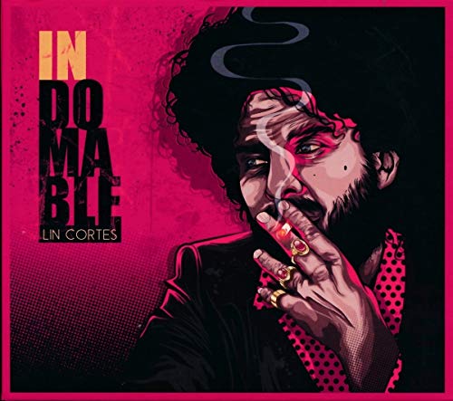 Album cover for Lin Cortes’ “Indomable” featuring a portrait of a man smoking.