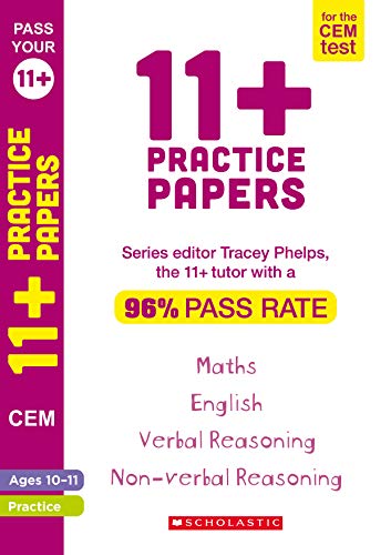 11+ Practice Papers for the CEM Test Ages 10-11 including: English, Verbal Reasoning, Maths and Non-Verbal Reasoning. By Tracey Phelps the tutor with a 96% pass rate.