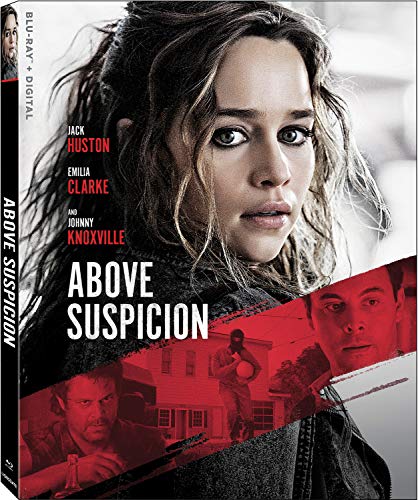 Blu-ray cover for "Above Suspicion" featuring Emilia Clarke and Jack Huston.