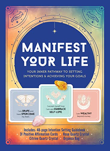 Manifest Your Life: Your Inner Pathway to Setting Intentions and Achieving Your Goals - Includes: Includes: 48-page Intention Setting Guidebook, 31 ... Crystal, Citrine Quartz Crystal, Organza Bag