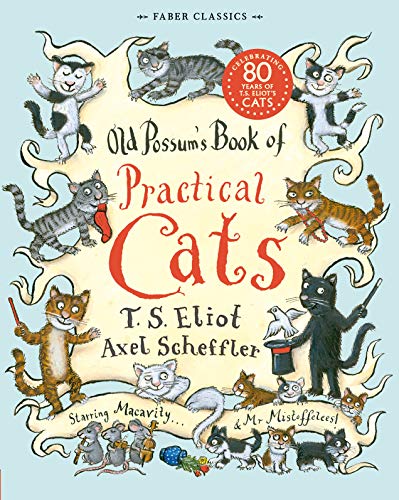Book cover for Old Possum's Book of Practical Cats featuring illustrations of many cats.