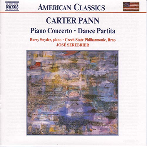 CD cover for Carter Pann’s Piano Concerto with abstract art background.