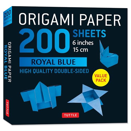 Origami Paper 200 sheets Royal Blue 6" : Solid Royal Blue 200 double-sided origami sheets and folding instructions for 9 projects.