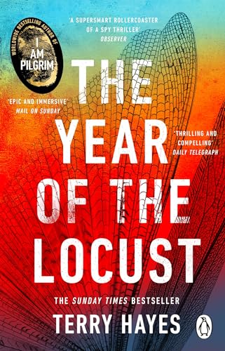 Book cover for The Year of the Locust featuring a large insect wing background.