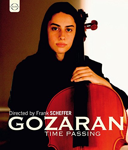 Woman with violin on DVD cover for “Gozaran: Time Passing”.
