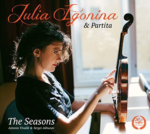 Woman with violin, album cover for Vivaldi’s “The Seasons.”