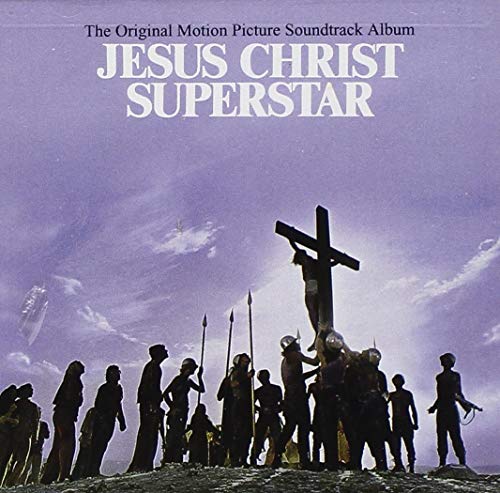 Jesus Christ Superstar" CD cover with a silhouetted crucifixion scene.