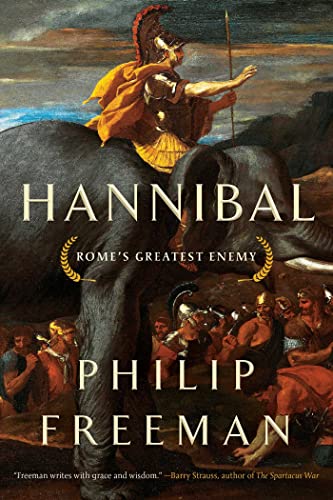 Book cover depicting Hannibal on an elephant leading soldiers.