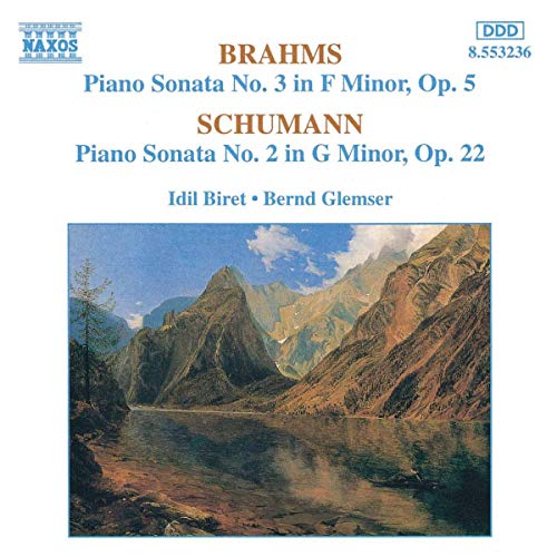 CD cover featuring a mountain landscape and composers Brahms and Schumann.