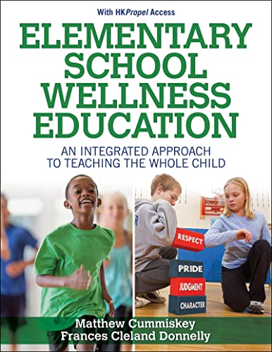 Book cover: "Elementary School Wellness Education" with children exercising.