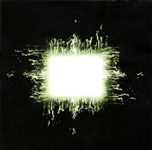 Black album cover with a bright, square, glowing center and spattered edges.