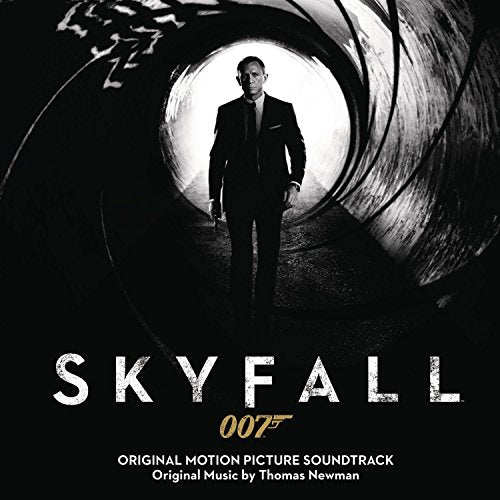Skyfall CD cover featuring James Bond silhouetted in a tunnel.