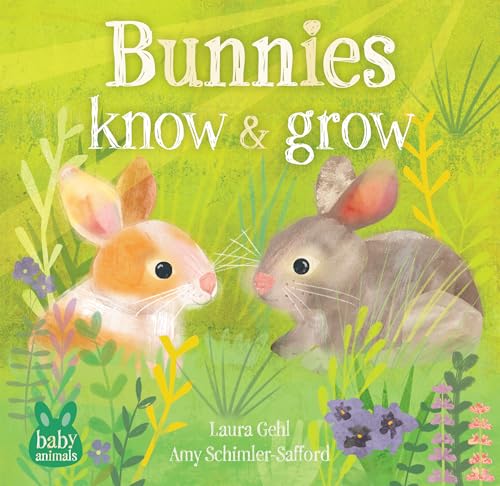 Book cover with illustrated bunnies in green grass and flowers.