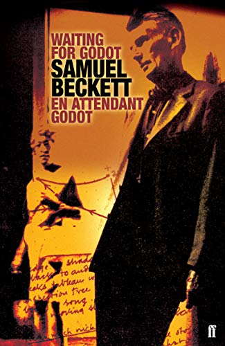 Book cover for "Waiting for Godot" by Samuel Beckett, featuring a man’s face.
