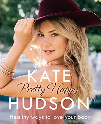 Book cover featuring Kate Hudson in a hat, with title “Pretty Happy”.