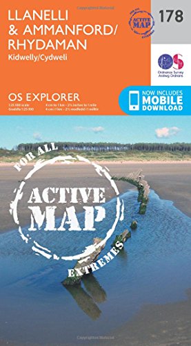 OS Explorer Map Active (178) Llanelli and Ammanford/Rhydaman