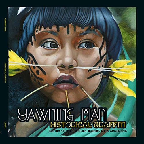 Painted portrait of an Indigenous person with yellow flowers, album cover.