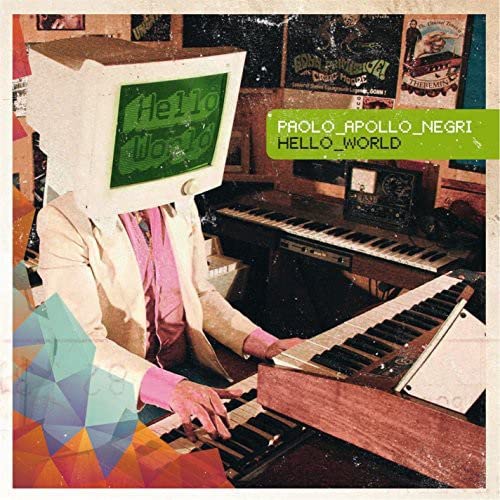 CD cover: person with TV-head playing a vintage keyboard.