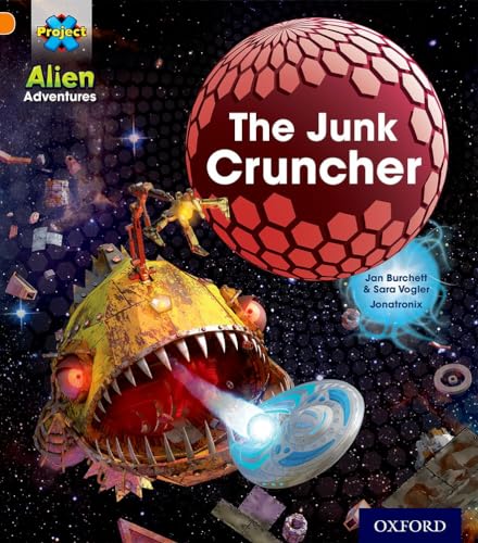 Book cover: robot facing a large, mechanical monster in space.