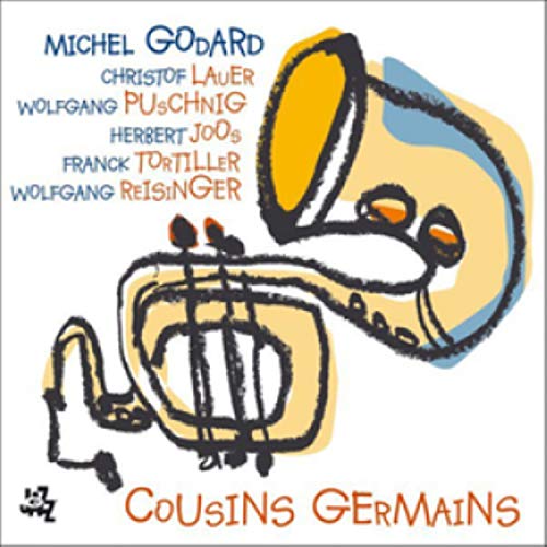 CD cover with sketched brass instruments and band member names.