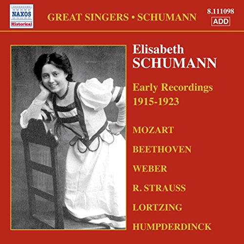 CD cover: Portrait of Elisabeth Schumann, a singer, 1915-1923 recordings.