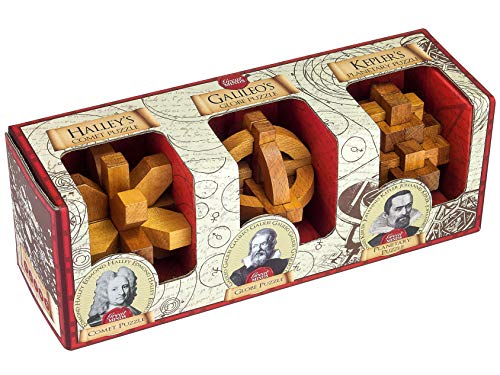 Professor Puzzles Great Minds Brain Teaser Puzzle Set - 3 Piece Set of 3D Wooden Brain Teaser Puzzles