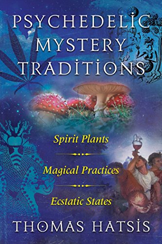 Book cover with mushrooms, plants, and figures in a blue, mystical scene.