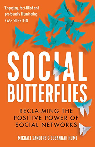 Book cover with orange background, white text, and teal origami butterflies.
