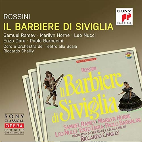 CD cover for Rossini’s “Il barbiere di Siviglia” opera, featuring performers.