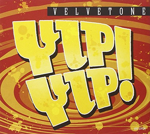 Velvetone "Yip-Yip!" CD cover with yellow text on a red and gold swirl background.
