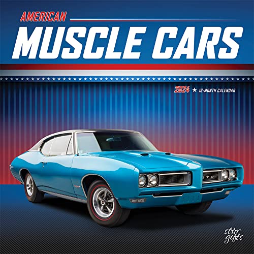 American Muscle Cars OFFICIAL | 2024 12 x 24 Inch Monthly Square Wall Calendar | Sticker Sheet | StarGifts | USA Motor Ford Chevrolet Chrysler Oldsmobile Pontiac
