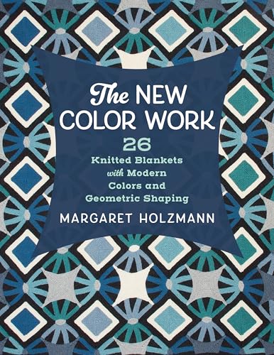 Book cover featuring a knitted blanket with blue and teal geometric patterns.