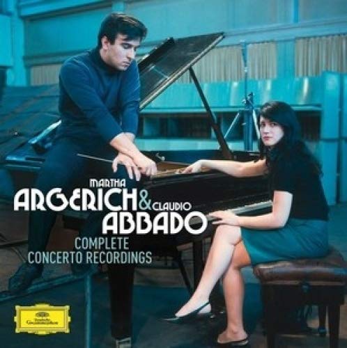 Album cover featuring Martha Argerich at a piano and Claudio Abbado standing beside her.