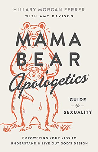 Book cover featuring an orange line drawing of a mother bear covering a cub's eyes.