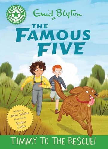 Book cover: two children and a dog running in a green landscape.