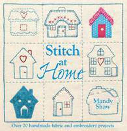 Book cover with stitched house illustrations and the title "Stitch at Home".