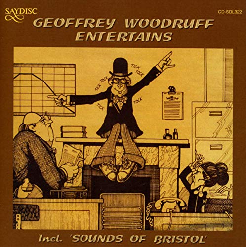 CD cover for Geoffrey Woodruff’s “Entertains” featuring cartoon illustration.