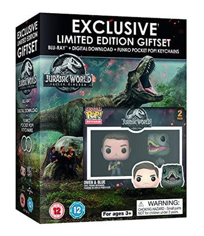 Jurassic World: Fallen Kingdom Limited Edition Gift Set - 2 Funko Pocket Pop! Exclusive Keychains [BLU-RAY]