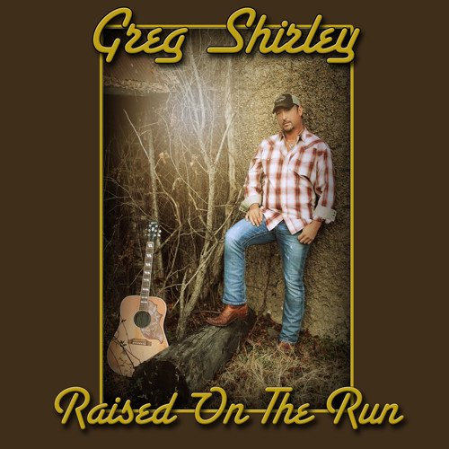 CD cover: Man with guitar in a wooded area, titled "Raised on the Run.