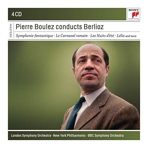 CD cover featuring a portrait of Pierre Boulez and text listing Berlioz compositions.