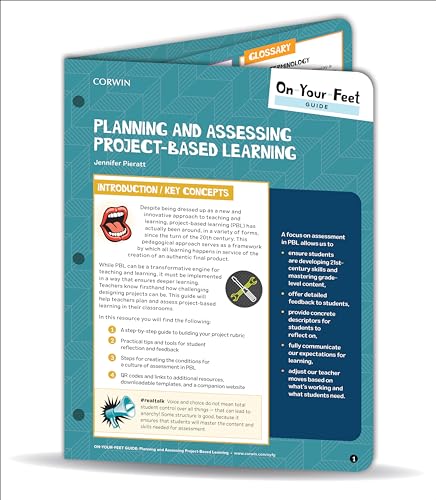 Blue book cover with title “On-Your-Feet Guide: Planning and Assessing Project-Based Learning.”