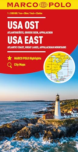 USA East Marco Polo Map : Atlantic Coast, Great Lakes and Appalachian Mountains