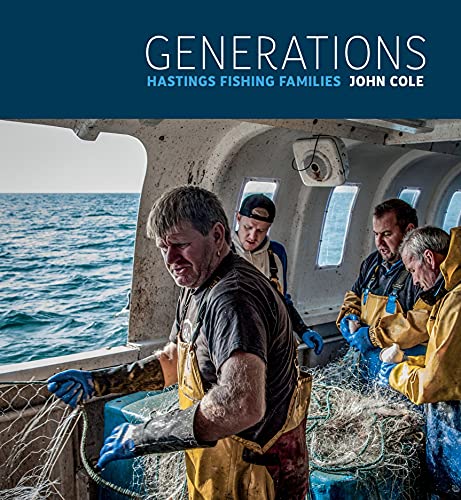 Book cover: fishermen working with nets aboard a boat, Hastings.