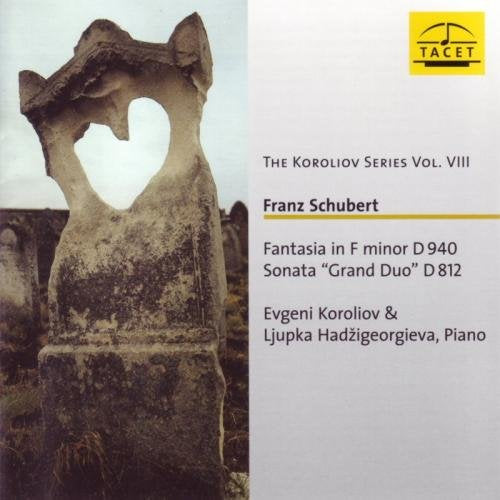 CD cover featuring a stone sculpture and text listing Schubert’s compositions.