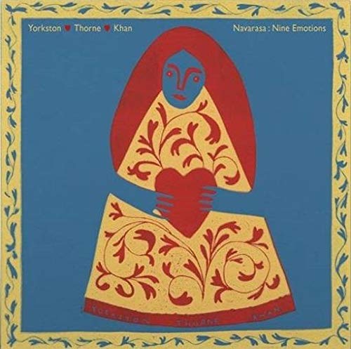 Vinyl album cover: blue background, stylized portrait of a woman in red.