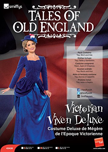 Smiffys Deluxe Victorian Vixen Costume, Blue, L - UK Size 16-18